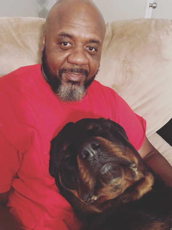 Marvin with his beloved Rottweiler Tank, the inspiration behind Good Nature Kennels
